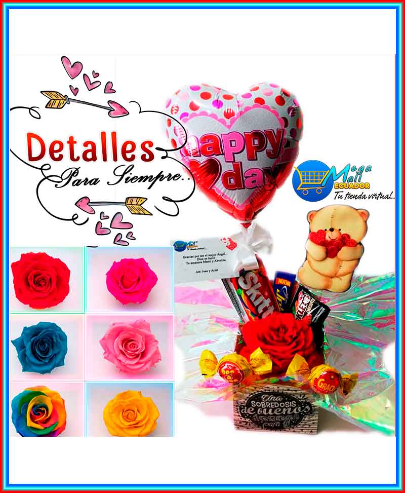 Rosa Inmortalizada Premium + Dulces - MegaMallEcuador